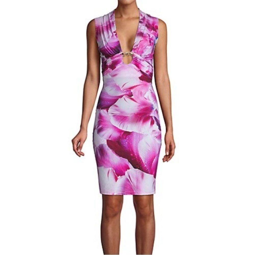 Roberto Cavalli Embellished Orchid-Print Dress NWT size 46/XL $1995 - Picture 2 of 10